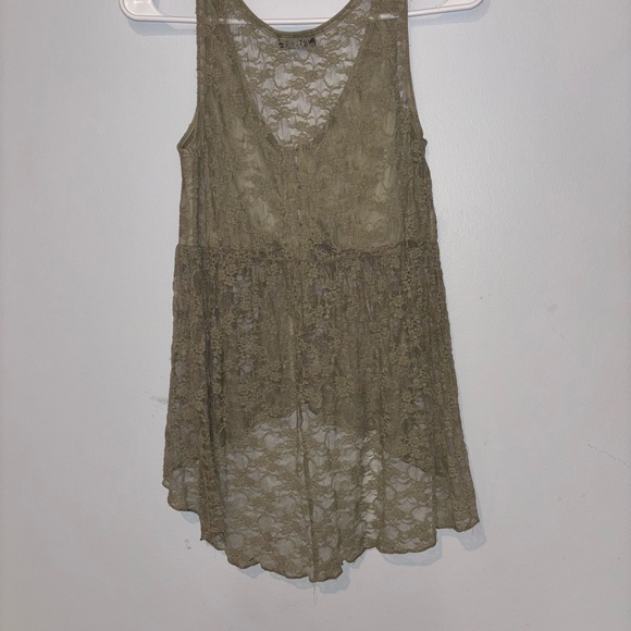 Wet Seal Y2K Sage Lace High Low Top - Picture 3 of 3